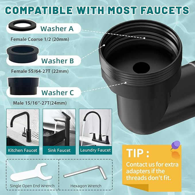 CECEFIN 1440° Rotating-Faucet-Extender Sink Aerator - 1080°+360° Large-Angle Splash Tap Extension with 2 Water Outlet, Swivel Multifunctional Robotic Arm for Kitchen/Bathroom, Black