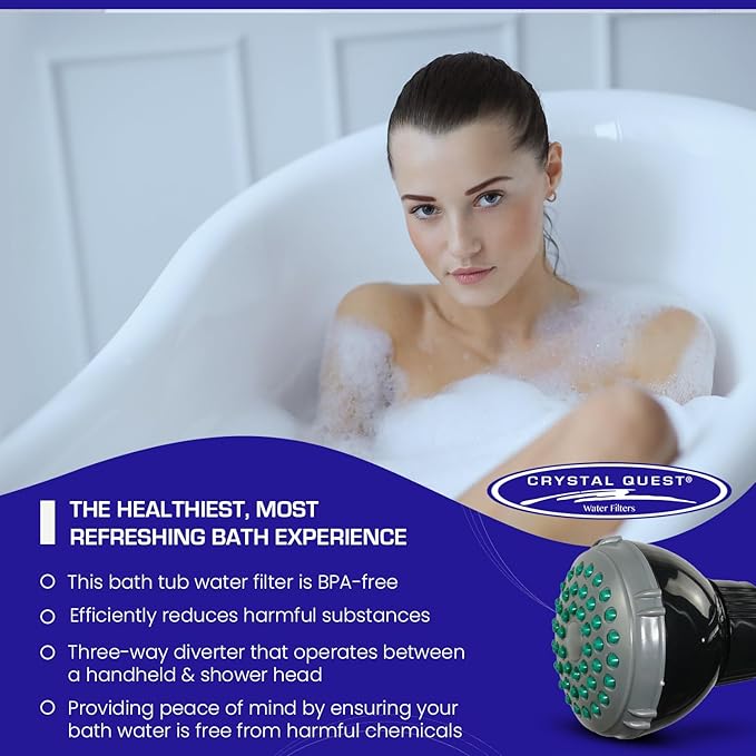 Crystal Quest Luxury Handheld Shower Power Filtration System - Black - BPA Free | 1.25-2.5 GPM | Reversible Cartridge | Great for Dechlorination