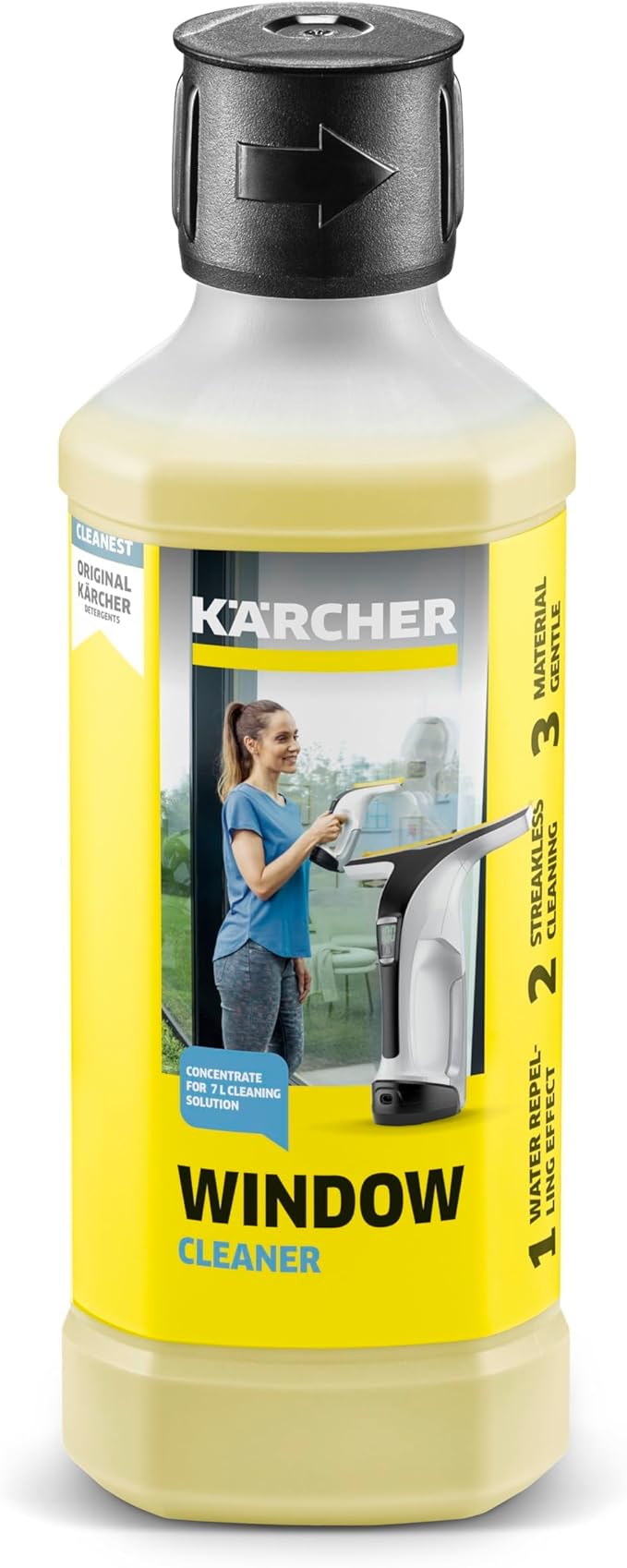 Kärcher Window Cleaner Concentrate - Cleans Windows, Showers, Mirrors, Glass - Perfect for Karcher Window Vacuum Cleaners - 16.9 Oz