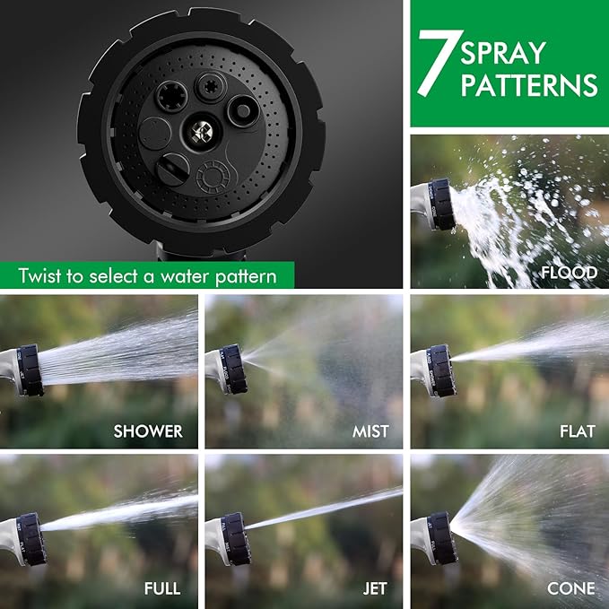 RESTMO Heavy Duty Hose Nozzle, Metal Garden Water Hose Sprayer with 7 Watering Patterns, Thumb Control, On Off Valve, High Pressure Nozzle Sprayer for Watering Plants, Car and Pet Washing, Silver