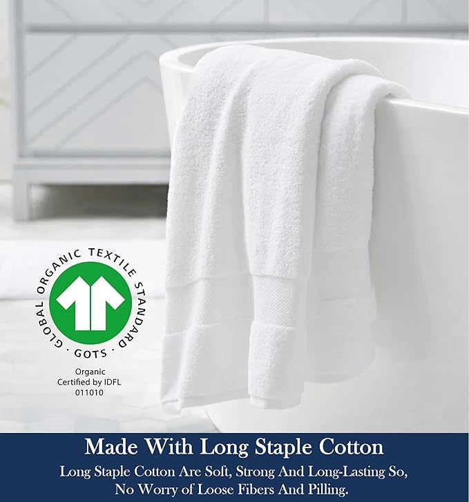 Delara Organic Cotton Luxuriously Plush Bath Sheet | GOTS & Oeko-TEX Certified | Premium Hotel Quality Towels | Feather Touch Technology| 650 GSM Long Staple|Soft, Quick Dry & Ultra-Absorbent 36"x70"