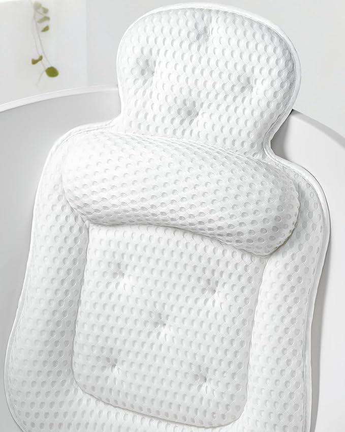 Bath Pillows for Tub, Extra Large Bathtub Cushion for Head and Neck with Soft 5D Mesh Fabric and 54 Non-Slip Suction Cups, Relaxing Tub Shower Accessories Spa Gifts