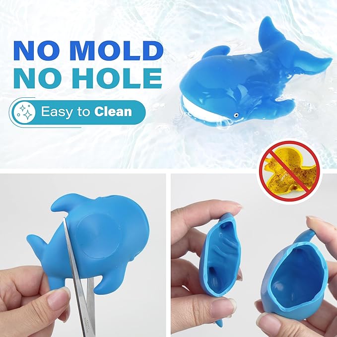 LotFancy Bath Toy, 8PCS Mold Free Bath Toys for Kids Ages 1-3, No Holes Baby Bath Toys for Toddlers 2-4, Ocean Sea Animal Bathtub Toys, Soft Floating Pool Water Table Toys