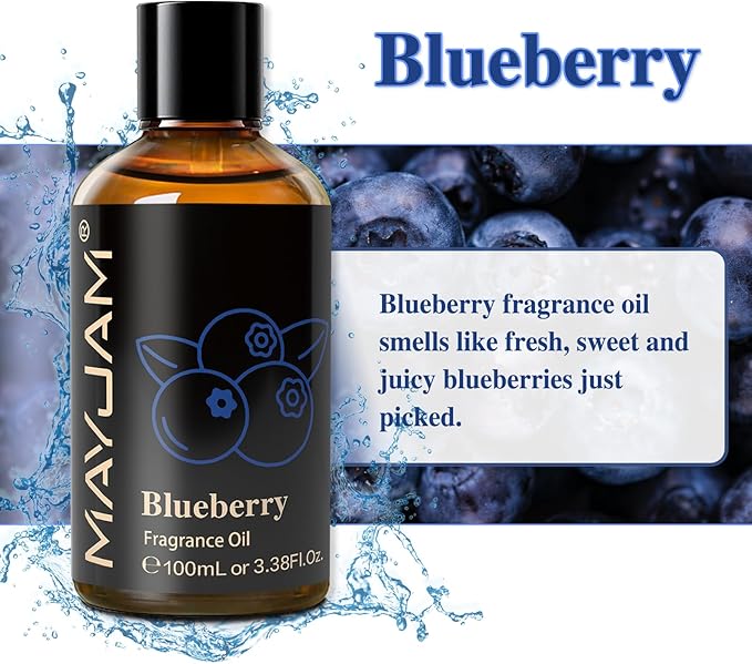MAYJAM 100ML/3.38FL.OZ Blueberry Fragrance Oils with Glass Dropper, Essential Oils for Diffusers for Home, Long Lasting Scented Oils for Diffusers Soap Candle Making