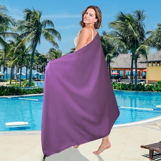 BOGI Microfiber Travel Sports Towel-Quick Dry Towel, Soft Lightweight Microfiber Camping Towel Absorbent Compact Travel Towel for Camping Gym Yoga Swimming Backpacking (XL:72''x32''+16''x16''-Hpink)