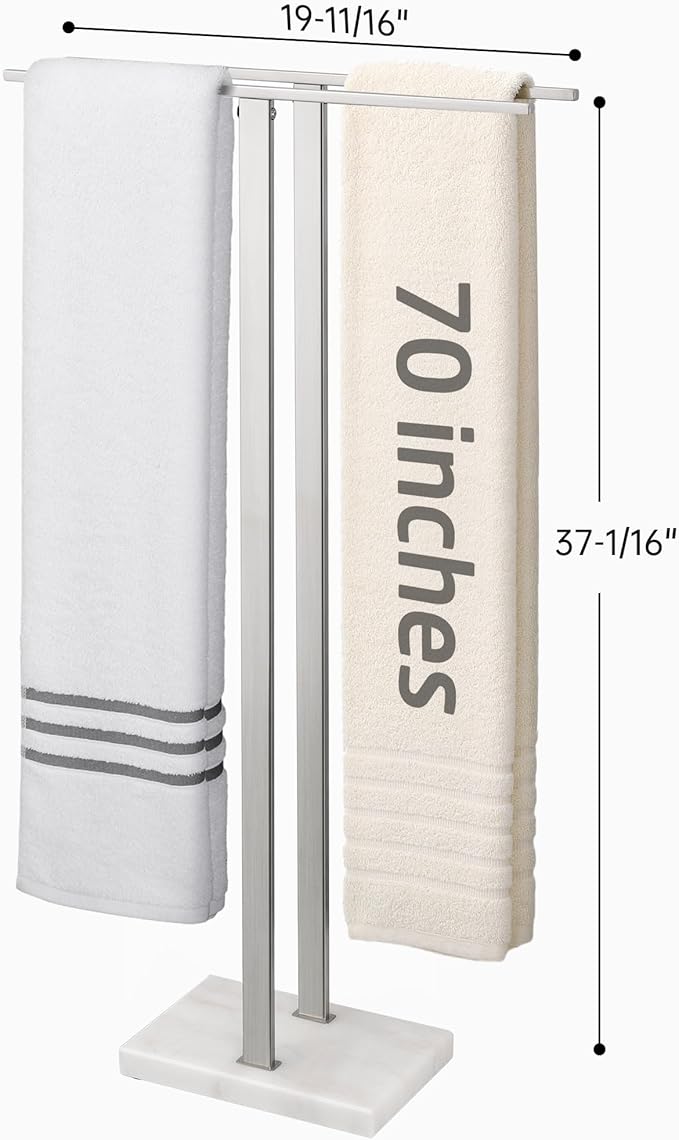 KES Standing Towel Rack Taller Version, 37" H (Equal Height) Bathroom Towel Rack Stand with Marble Base, Free Standing Towel Holder Stand, SUS304 Stainless Steel Brushed Finish, BTH229-2