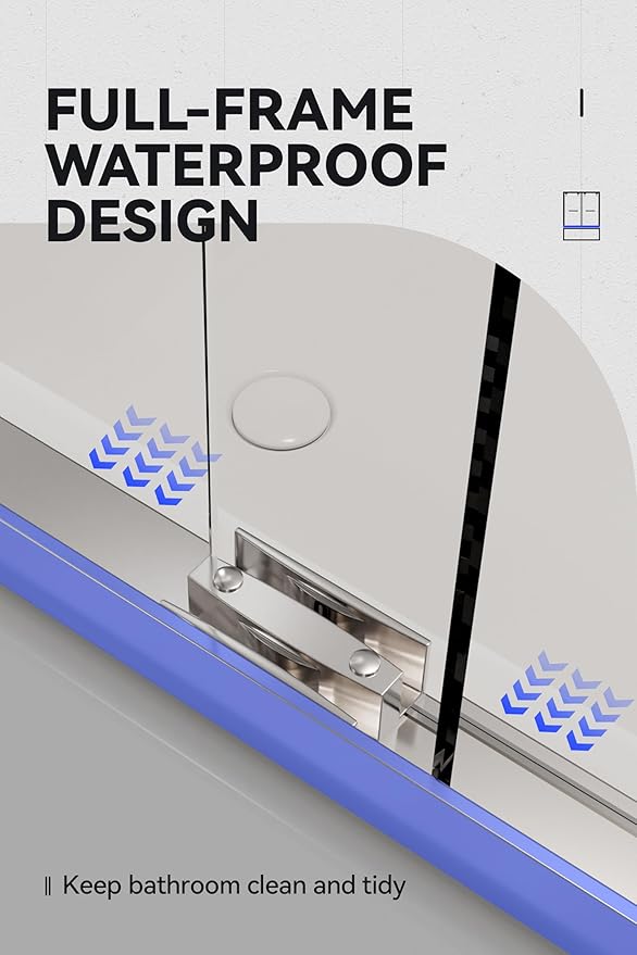 Bathtub Double Sliding Shower Door 55-59 in,Water Repellent Tub Shower Door,Shower Doors for Bathtub,with 5/16"(8mm) Clear Tempered Glass,Explosion-Proof Film,Stainless Steel Frame,Silver