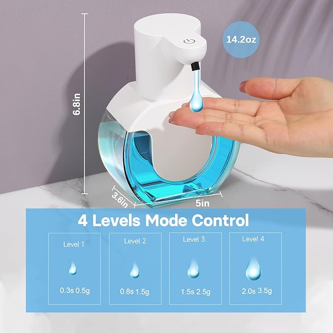 2 Pack Automatic Liquid Soap Dispenser,14.2oz/420ML Touchless Automatic Soap Dispenser,Rechargeabled Wall Mounted Smart Pump for Bathroom Kitchen