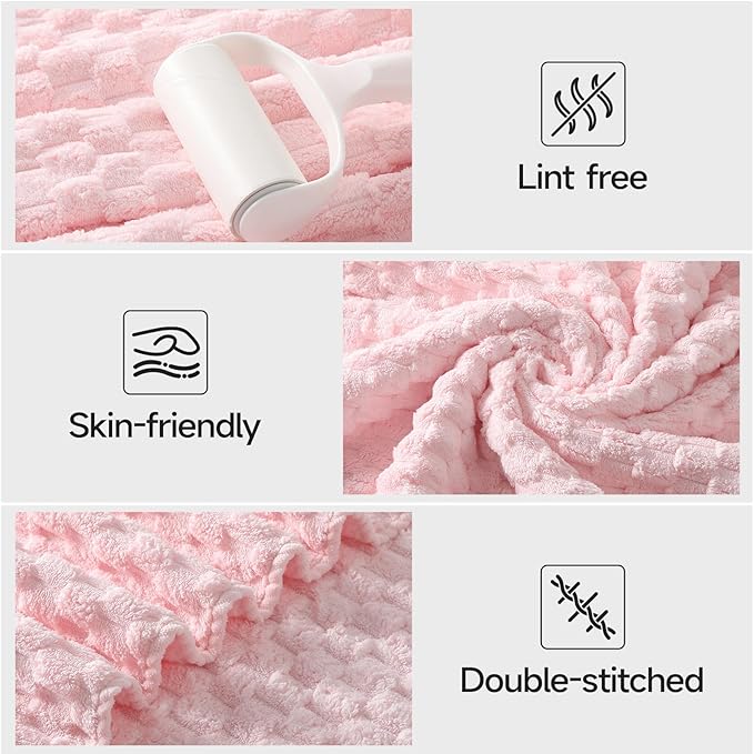 REDKISS Pink Microfiber Bath Towels Set of 6-35x70 Inches Oversized Bath Sheets, Extra Large Bath Towels Set of 6 for Adults, Super Soft Quick Dry Lint Free Absorbent Waffle Microfiber Shower Towels