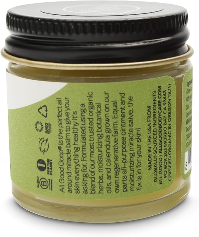 All Good Goop Organic Skin Care Recovery Balm - All Purpose Ointment w/Calendula, Lavender, Beeswax - Chafing Cream, Dry Skin Salve, Cracking Lip Moisturizer - Soothes, Hydrates & Calms - 1oz