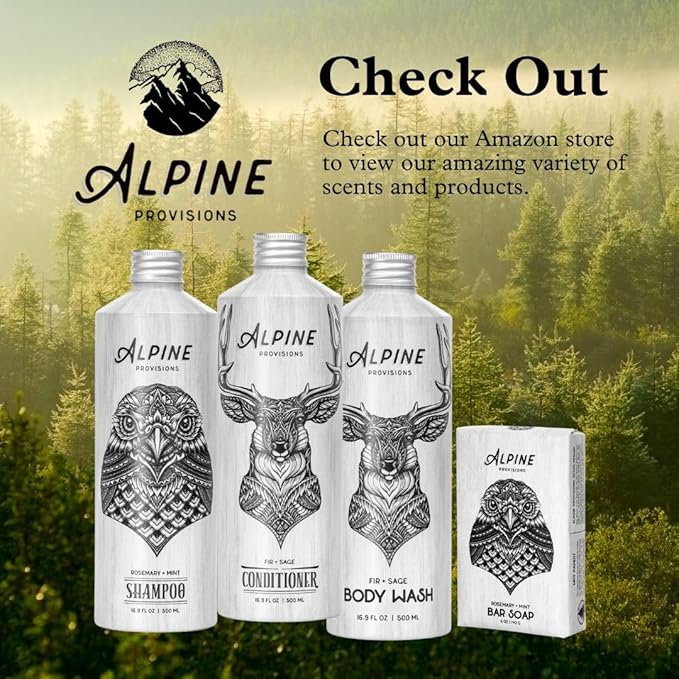 Alpine Provisions Natural Lavender + Juniper Moisturizing Body Wash – Hydrating Cleanser for Dry and Oily Skin with Jojoba & Coconut Oil Extracts – Vegan, Sulfate-Free, Plastic-Free - 16.9 fl oz