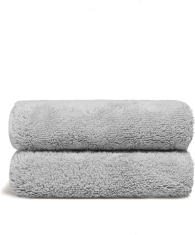 Italic Ultraplush 100% Australian Cotton Hand Towels - Set of 2 Luxury Hand Towels, Ultra Soft and Highly Absorbent 800GSM Towels for Bathroom,Shower, Hotel, and Spa (Light Gray)