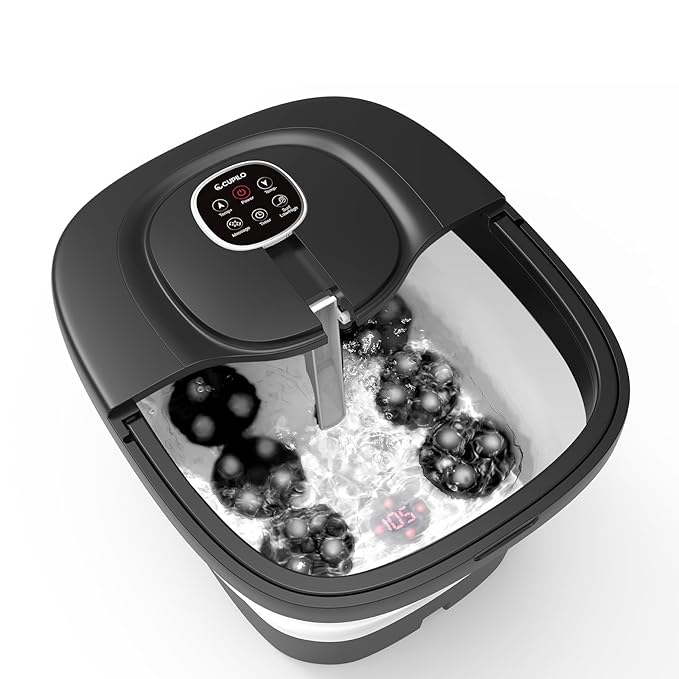 Foot Spa Bath Massager, 2025 Upgraded Foot Bath with Circulation Heat, Motorized Shiatsu Massage Balls, Pedicure Soaking Tub with Waves, Remote, Handle, Feet Stress Relief, Gifts