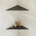 Corner Shower Caddy Shelf, Recessed Built-in Bathroom Storage for Tiled 90° Walls, Matte Black 304 Stainless Steel, Set of 2