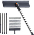 Window Cleaning Kit, Rotatable Window Squeegee for Home with 60" Extension Pole for High Windows, 3 Microfiber Cloths, Screen Brush, for Glass Indoor Outdoor