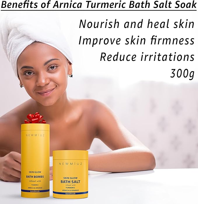 Natural Detox Bath Salt Soak Magnesium Epsom Salt Vitamin C Moisturize Skin Turmeric Orange Arnica Essential Oil Relaxation Stress Relief Gift Women