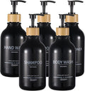 Shampoo and Conditioner Dispenser Bottles,5Pack Dispenser Bottles Refillable,16.9oz Shower Containers for Conditioner,(Black) Bathroom Shampoo Dispenser Set