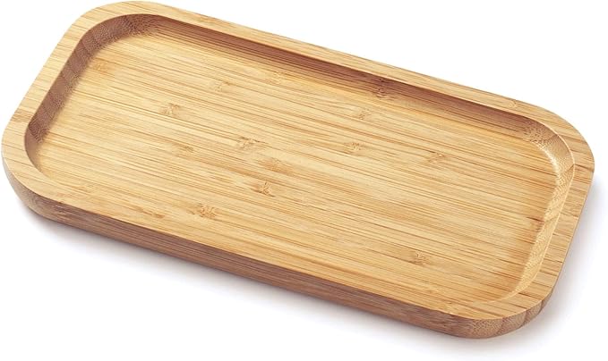 Bamboo Vanity Tray, Bathroom Counter Tray, Toilet Tank Top Tray for Organizing and Decor Display, 9.8 x 5.5 x 0.8 inch
