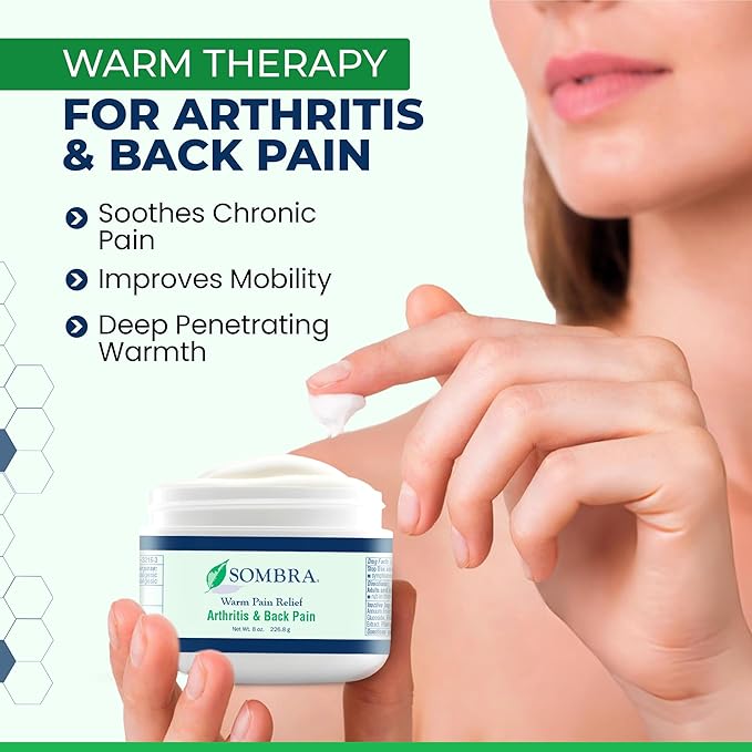 Sombra Warm & Cool Pain Relief Gel, Warm Relief for Arthritis and Chronic Pain Pre-Workout Muscle Rub, Cold for Swelling, Soreness, Post-Workout, Free of Artificial Fragrances, 8oz Per Jar