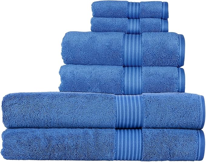Christy Supreme Hygro 6 Piece Towel Set | Deep sea | 100% Luxury Supima Cotton | Ultra Soft | Super Absorbent | 650GSM | 2 Bath Sheets 2 Hand Towels 2 Face Cloths
