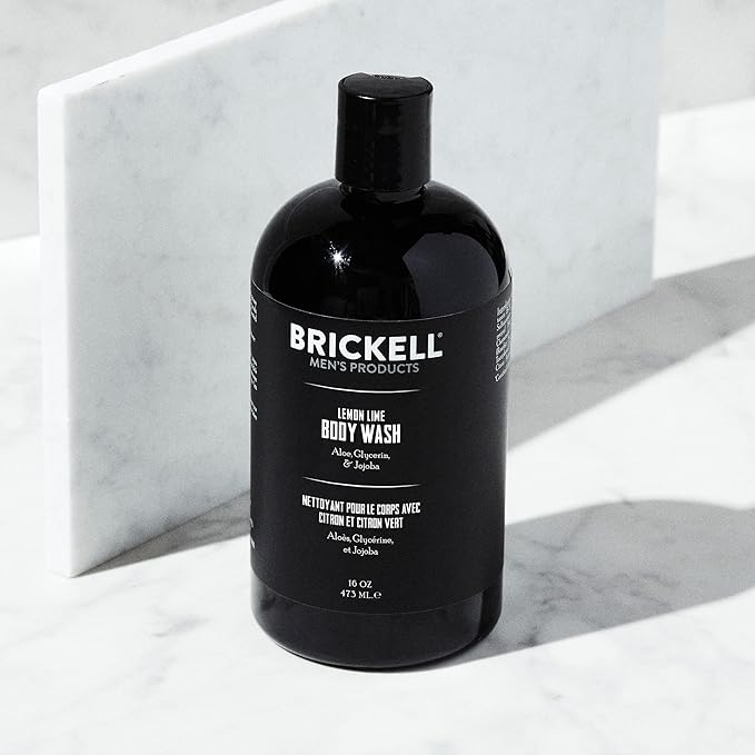 Brickell Men's Invigorating Body Wash for Men, Natural and Organic Deep Cleaning Shower Gel with Aloe, Glycerin, and Jojoba Oil, Sulfate Free (Lemon Lime, 16 Ounce)