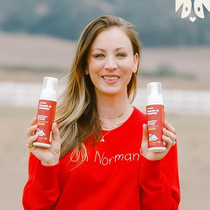 OH NORMAN! Hypoallergenic Magic Mandarin Scent Fresh and Foamy Dry Shampoo for Dogs by Kaley Cuoco - 7.1 Fl Oz Cruelty-Free Waterless Dog Shampoo No Rinse