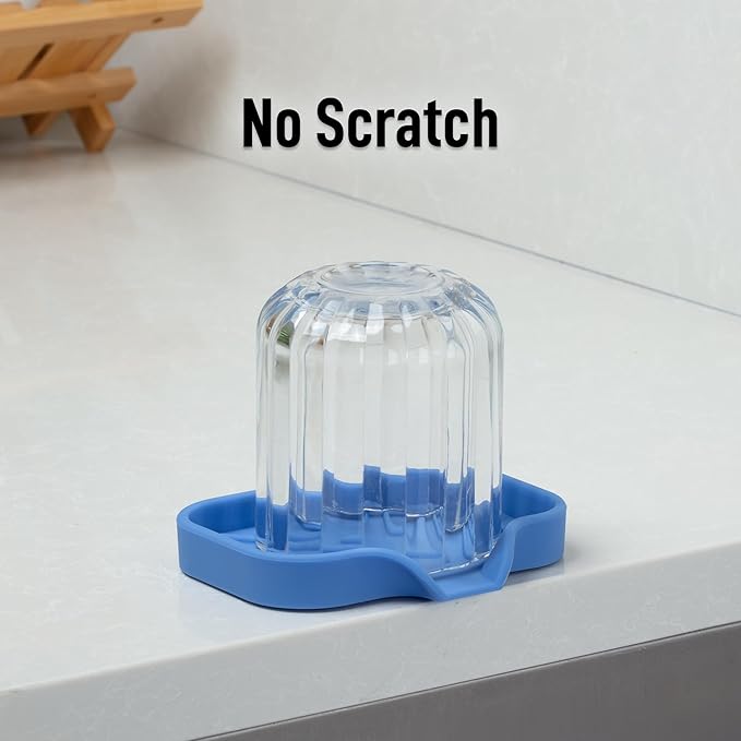 Zulay Kitchen Small Silicone Sponge Holder (4.9x3.3”) – Space-Saving Sink Organizer Tray for Sponge, Soap, Brush & More – Compact Non-Slip Dish for Kitchen & Bathroom (Provence Blue)