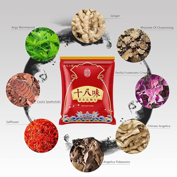 30 Bags Herbal Foot Soak,Foot Bath Herb,Foot Spa Bath Soak Foot Detox Soak to Remove Toxins,Relieve Fatigue & Dispel Cold and Remove Dampness 艾草排湿排寒泡脚包 900g(30 bags*30g) (Green A, 30.5x40.5CM)