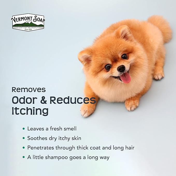 Vermont Soap Organics Pet Shampoo - Organic & Natural Olive Oil, Coconut & Aloe Vera Dog Shampoo for Sensitive Skin - USDA Certified Grooming Pet Shampoo - Original Citrus (128oz)