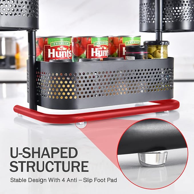 KINGRACK Bathroom Counter Organizer, 3 Tier Rotating Vanity Bedroom Storage cabinet, Cosmetic Holder Standing Shelf, Bathroom Tray for Countertop Storage, Kitchen Spice Rack, Black