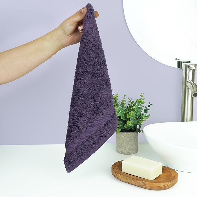 Chakir Turkish Linens | Hotel & Spa Quality 100% Cotton Premium Turkish Towels | Soft & Absorbent (4-Piece Washcloths, Plum)