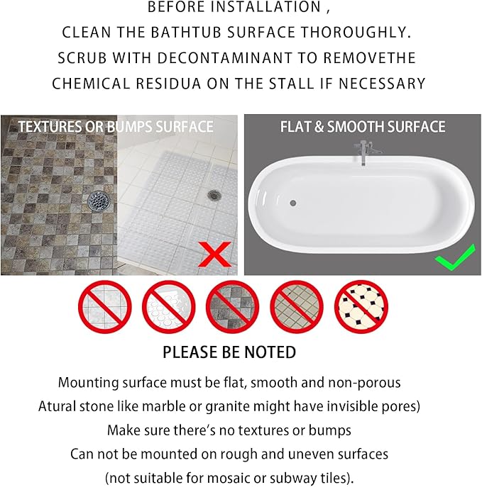 Yimobra Bathtub Mat Non Slip, Super Strong Suction Cups, 27.5"x15.5" Long Shower Mat with Drain Holes, Machine Washable Fast Draining Bath Mats, Bathroom Essentials,Clear Green