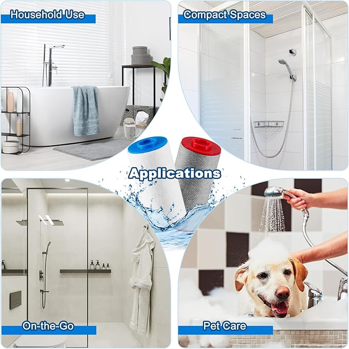 Replacement Cartridges Full Set Compatible with Weddell Duo Shower Filter,Shower Filter Cartridges to Reduces Impurities,Keep Healthy Shower Water for Skin & Hair(1R+1B)