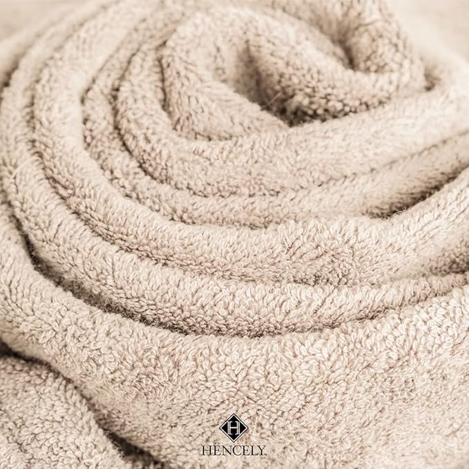 Hencely Premium Bath Towel Set of 4-28x 58 inches Soft Turkish Cotton Absorbent and Quick Dry Large Bathroom Towels Ideal for Home, Hotel, Spa, and Gym - Beige