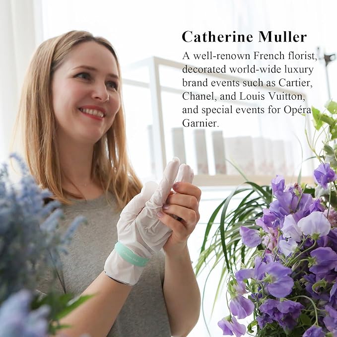 Catherine Muller Floral Hand Mask 8 Pairs, Moisturizing Gloves for Dry Hands with Elder Flower & CICA, Repairing and Nourishing Hand Care Treatment for Cracked, Rough, and Dry Skin, Stocking Stuffers
