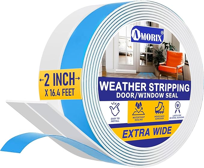 Weather Stripping 16.4FT(L) x 2in(W) Under Door Draft Blocker Silicone Seal Strip for House and Glass Shower, Door Sweep for Collision and Gaps of Doors and Windows, Weatherproof Soundproof (White)