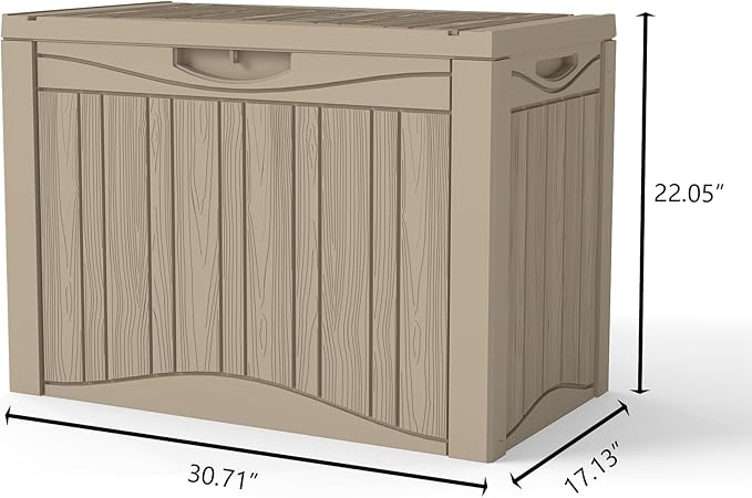TARKARI 50 Gallon Lockable Resin Deck Box, Waterproof & UV-Resistant Outdoor Storage Box for Outdoor Cushion Storage, Garden Tools & Pool Accessories Storage, Gray