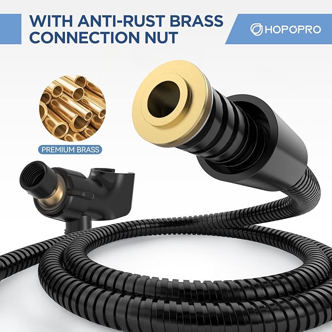 6-Mode High Pressure Handheld Shower Head Set, Consumer Reports Recommended HOPOPRO High Flow Hand Held Showerhead with 59 Inch Hose Bracket Teflon Tape Rubber Washers