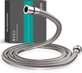 shower hose 304 stainless steel extra long shower hose replacement handheld shower head hose extension (Brushed-Nickel, 78 inch)