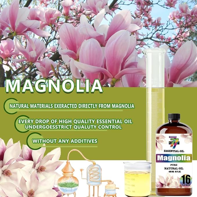 Magnolia Essential Oil (16 oz / 480 ml) – Magnolia Oils for diffusers, humidifiers, Home Baths, Cleaning Products, Yoga, DIY Soaps and DIY Scented Candles