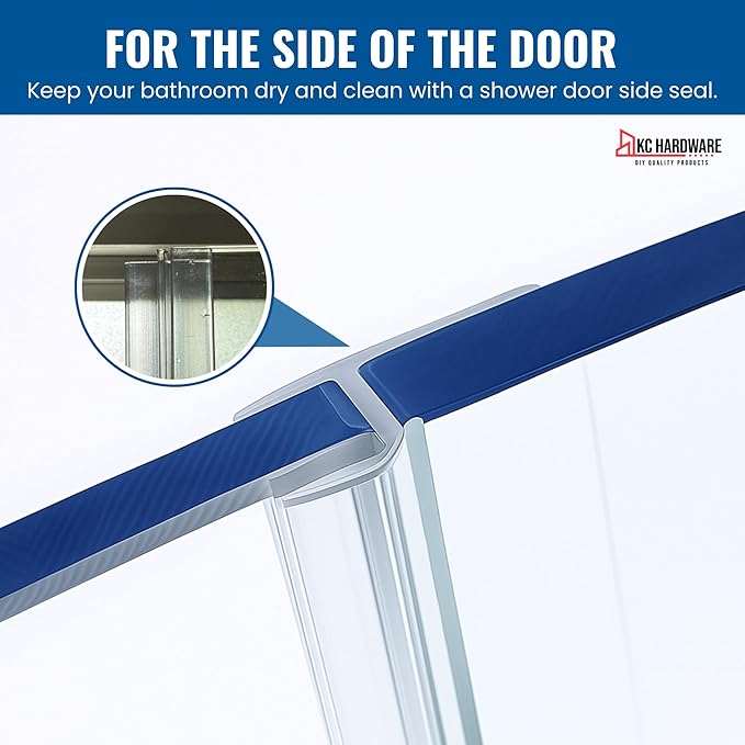 CBW Frameless Shower Door Side Seal Strip H-Type 180 Degree 85'' Length, Clear (4, 1/2'' Glass)
