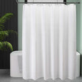 AmazerBath White Shower Curtain Fabric, Waffle Shower Curtain Polyester, Luxury Cloth Shower Curtains for Bathroom, Hotel Quality, Machine Washable, Heavy Duty, 72 x 72 Inches (Matte White)