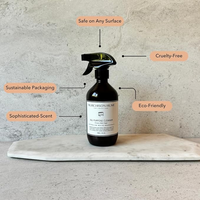Murchison-Hume All-Purpose Cleaner - Vegan, Plant-Based, and Biodegradable Formula, Safe for Household Surfaces, 17 fl. Oz Refillable Spray Bottle - Pack of 2 (Australian White Grapefruit)