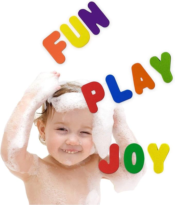 BabyBibi 36 PCS Stick-On Foam Bath Letters and Numbers - Non-Toxic, BPA Free, No Mold Bath Tub Toys - Colorful, Educational, Fun ABC Bath Toys for Toddlers & Babies