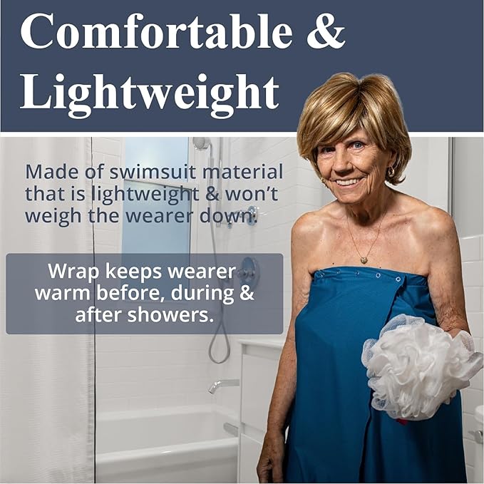 Dignity Bath & Spa Bathing Cover Up for Elderly, Senior & Disabled Men | Provides Privacy & Helps Caregivers with Bathing | Secure & Adjustable | Lightweight, Quick Drying & Non Slip (Men's L/XL)