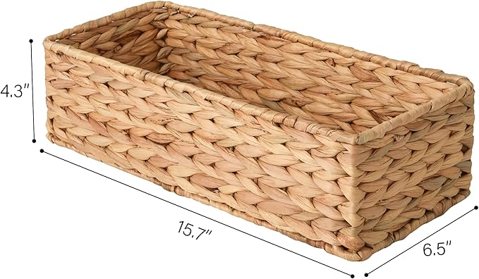 StorageWorks Toilet Tank Basket for Bathroom, Water Hyacinth Storage Baskets for Toilet Tank Top, 2-Pack