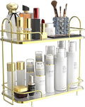 FOLLOWIN 2 Tier Countertop Organizer,Countertop Storage Perfume Tray,Vanity Counter Shelf,Bathroom Organizers and Storage Vanity,2-Tier Coffee Tray,Shine Gold