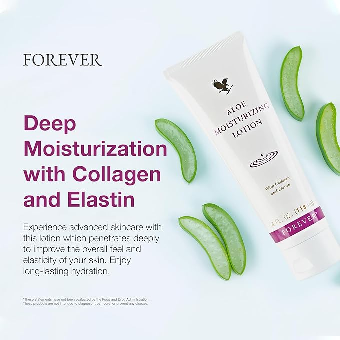 Forever Living - Aloe Moisturizing Lotion Duo - Deep Hydration with Collagen - Silky Smooth Texture - Gluten-Free Hand and Body Formula Pack of 2