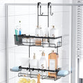 Over the Door Shower Caddy Hanging: Black Rustproof Shower Organizer over the Door - No Drilling Bathroom Rack for Inside
