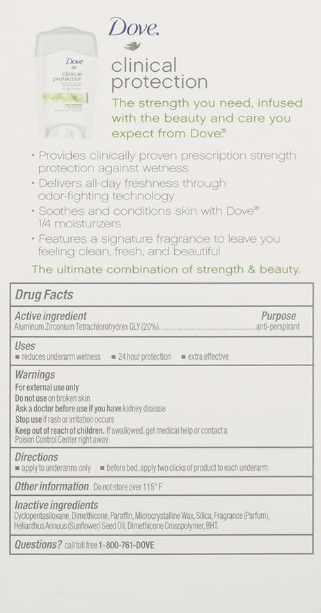 Dove Clinical Protection Antiperspirant Deodorant, Cool Essentials 1.7 Ounce, (Pack of 2)